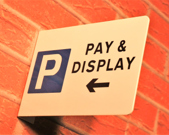 View of projecting plate sign