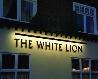 Trough sign lighting in situ